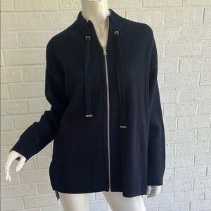 OST (original style today)  Navy Zip Sweater Jacket with Relaxed Fit
